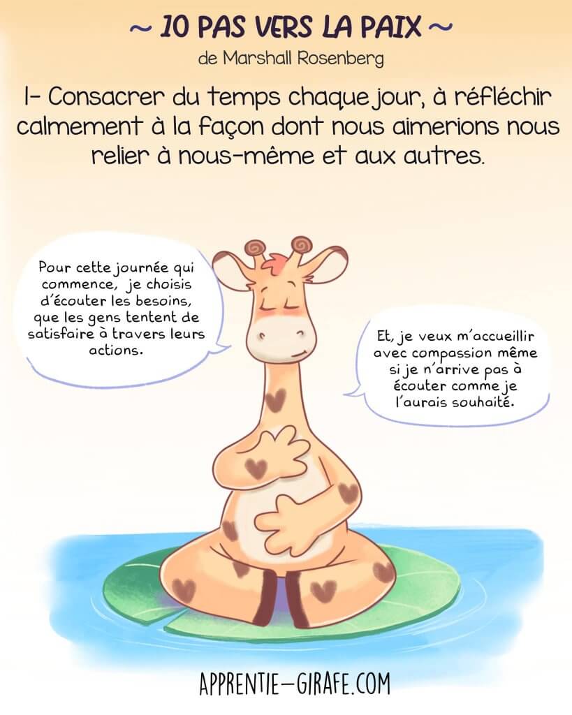 Pas 1 : « Consacrer du temps chaque jour à réfléchir à la façon dont nous aimerions nous relier à nous-même et aux autres ».